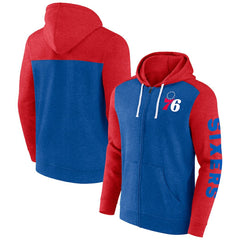 Philadelphia 76ers Big & Tall Down and Distance Full-Zip Hoodie Royal/Red | Fanatics outlet