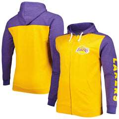 Los Angeles Lakers Big & Tall Down and Distance Full-Zip Hoodie Gold/Purple | Fanatics for sale
