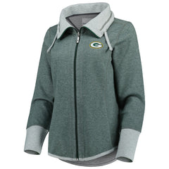 Green Bay Packers Women's Sport Sun Fade Full-Zip Sweatshirt Heathered Green