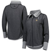 New Orleans Saints Women's Sport Sun Fade Full-Zip Sweatshirt Heathered Black