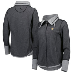 New Orleans Saints Women's Sport Sun Fade Full-Zip Sweatshirt Heathered Black