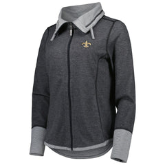 New Orleans Saints Women's Sport Sun Fade Full-Zip Sweatshirt Heathered Black