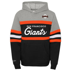 San Francisco Giants Mitchell & Ness Youth Cooperstown Collection Head Coach Pullover Hoodie - Heather Gray/Black - Mitchell & Ness on Sale