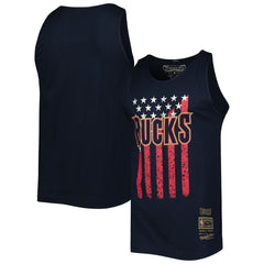 Milwaukee Bucks Hardwood Classics Americana Stars and Stripes Tank Top Navy | Mitchell & Ness for sale