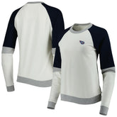 Tennessee Titans Antigua Women's Avenue Raglan Pullover Sweatshirt Cream/Navy