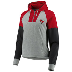 Tampa Bay Buccaneers Antigua Women's Lightweight Jackpot Raglan Half-Zip Pullover Hoodie Heather Gray