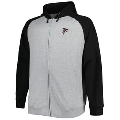 Atlanta Falcons Big & Tall Fleece Raglan Full-Zip Hoodie Jacket Heather Gray