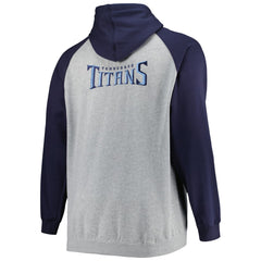 Tennessee Titans Big & Tall Fleece Raglan Full-Zip Hoodie Jacket Heather Gray