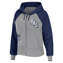 Dallas Cowboys WEAR by Erin Andrews Women's Colorblock Lightweight Full-Zip Hoodie Silver