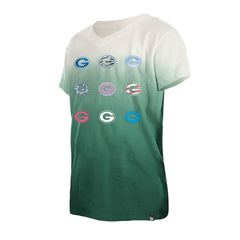 Green Bay Packers New Era Youth Multi Logo Ombre V-Neck T-Shirt Green