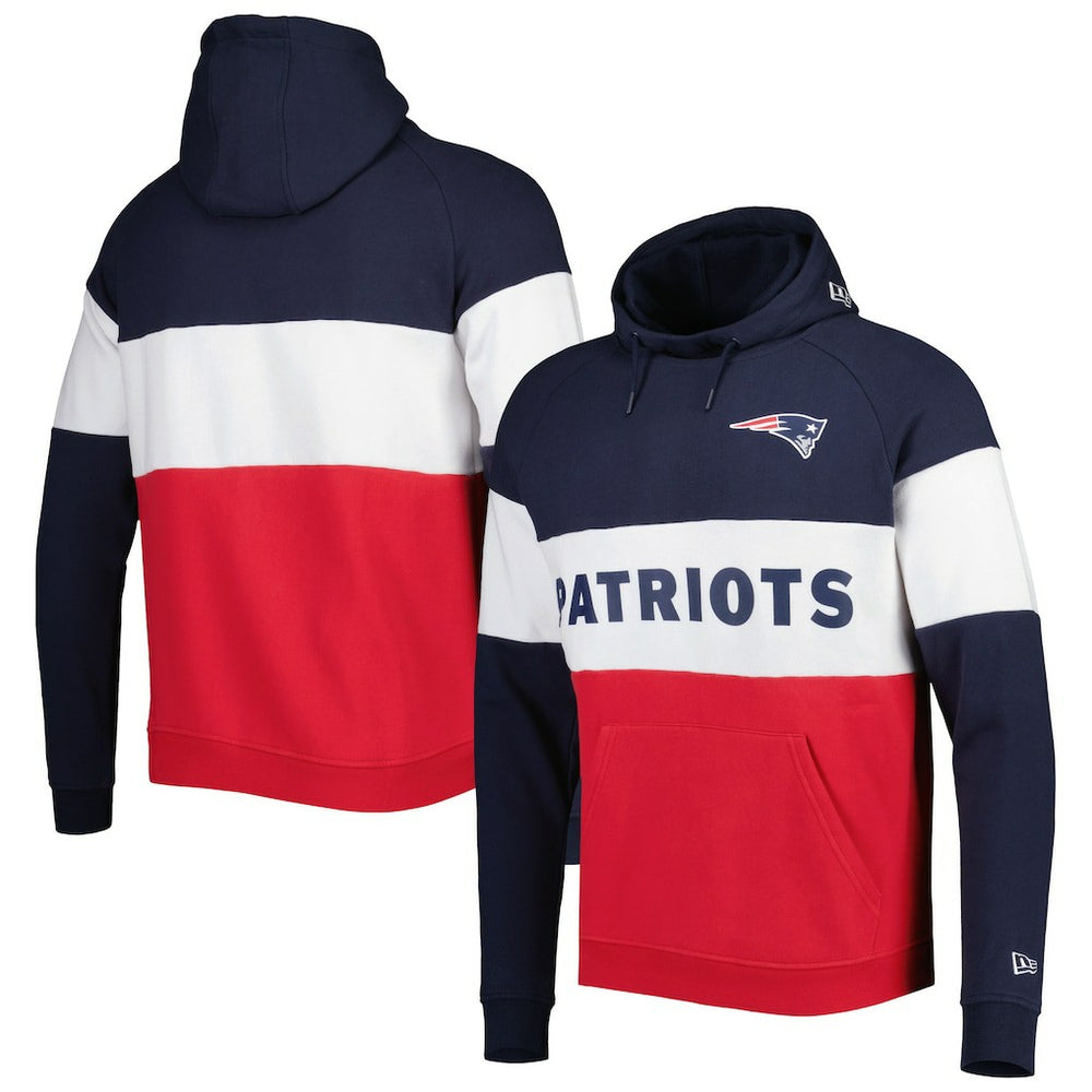 New England Patriots New Era Colorblock Current Pullover Hoodie Red