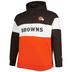 Cleveland Browns New Era Big & Tall Current Team Colorblock Fleece Raglan Pullover Hoodie Brown/Orange