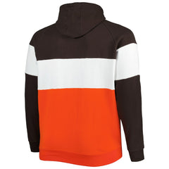 Cleveland Browns New Era Big & Tall Current Team Colorblock Fleece Raglan Pullover Hoodie Brown/Orange