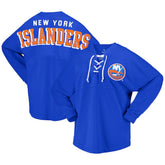 New York Islanders Fanatics Women's Spirit Lace-Up V-Neck Long Sleeve Jersey T-Shirt - Royal - NHL 4974046