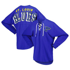 St. Louis Blues Fanatics Women's Spirit Lace-Up V-Neck Long Sleeve Jersey T-Shirt - Blue - NHL 4974048