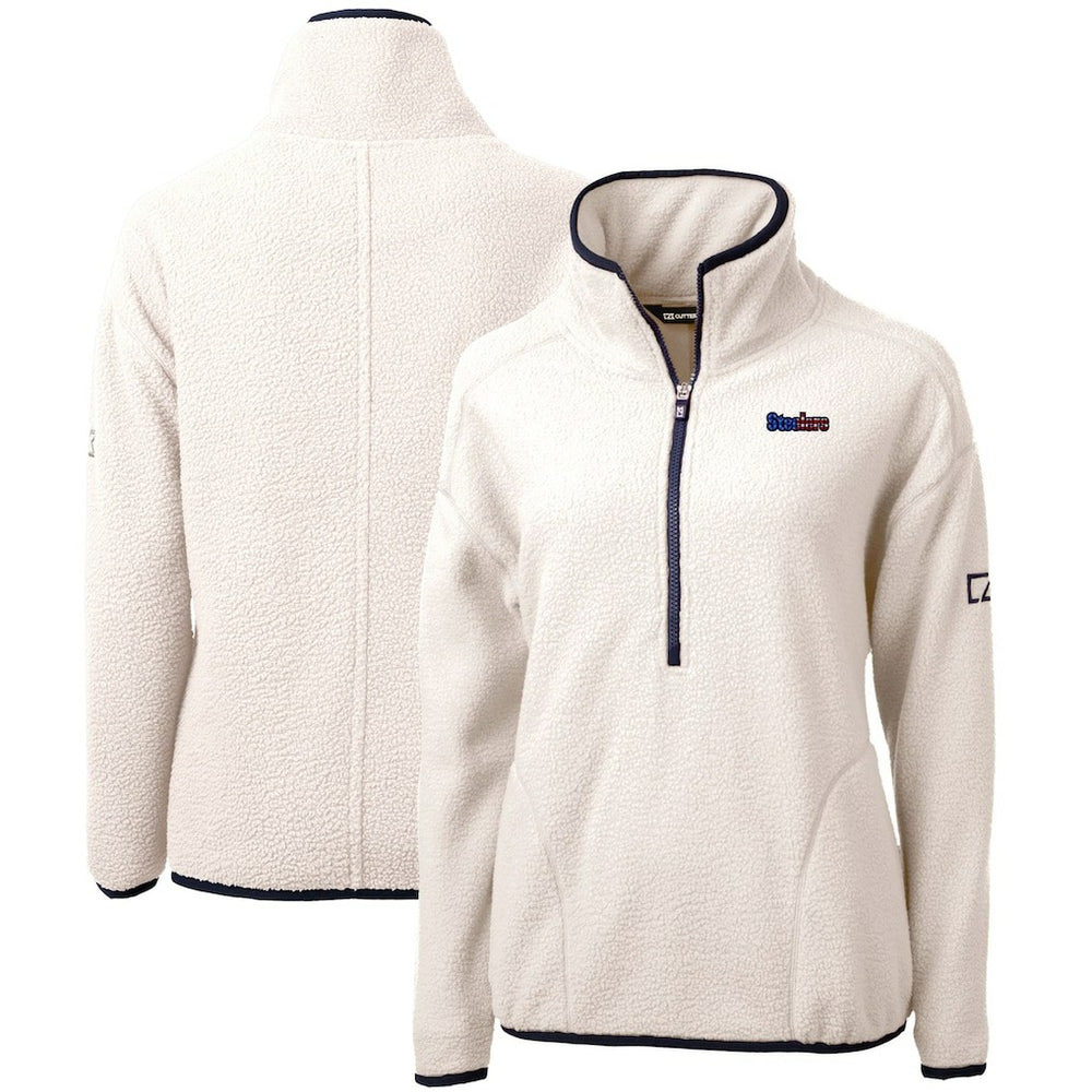 Pittsburgh Steelers Cutter & Buck Women's Americana Cascade Eco Sherpa Fleece Half-Zip Pullover Jacket Cream