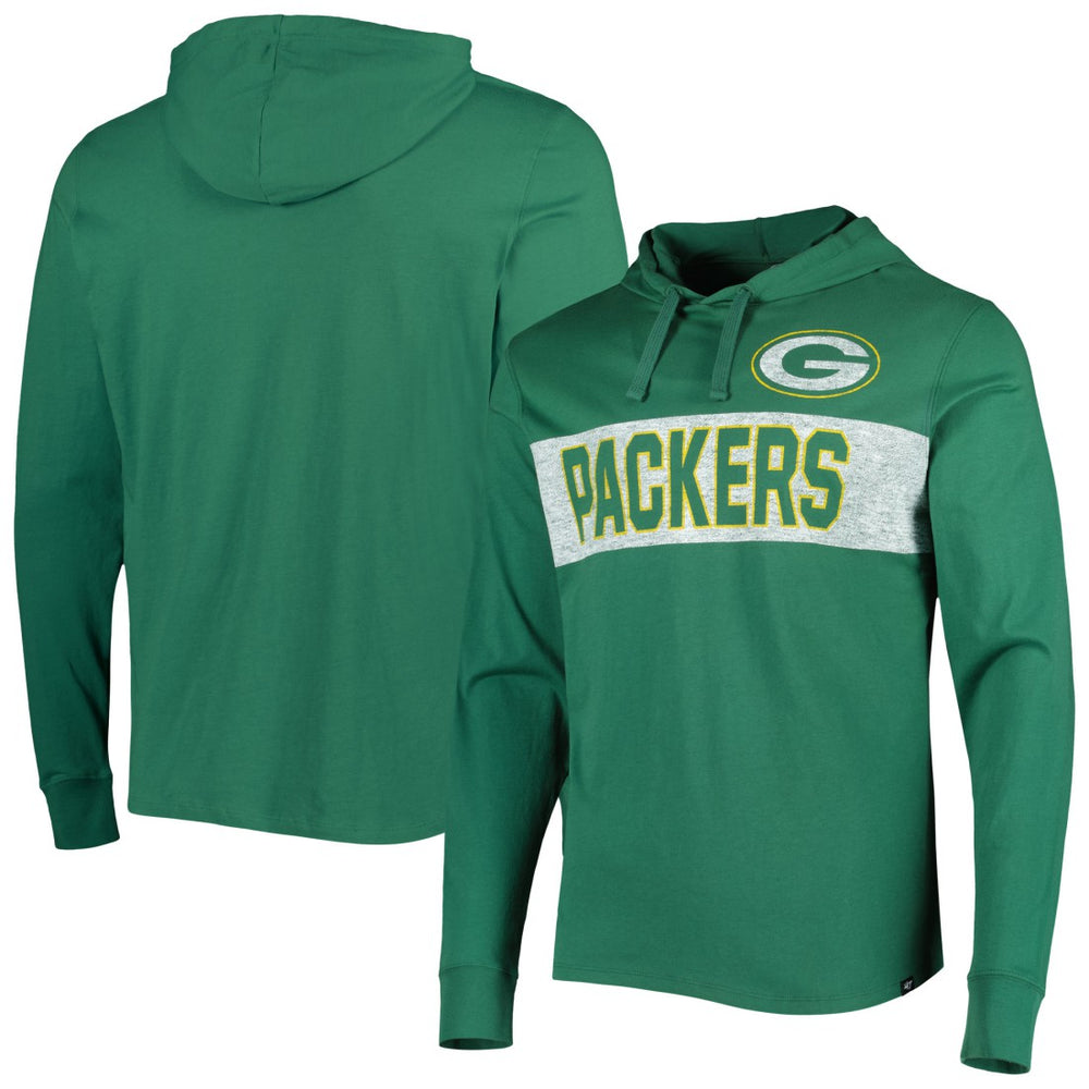 47 brand Green Bay Packers '47 Field Franklin Hooded Long Sleeve T-Shirt Green
