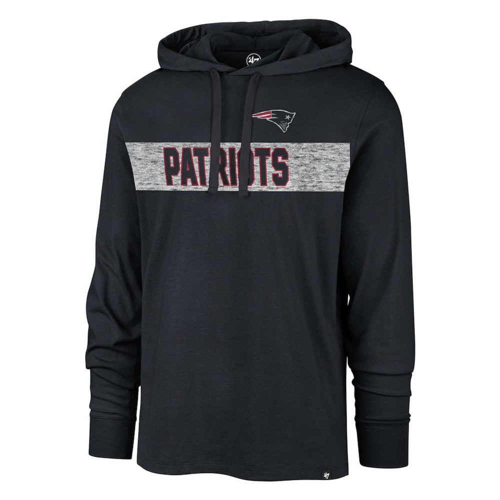 47 brand New England Patriots '47 Field Franklin Hooded Long Sleeve T-Shirt Navy