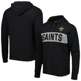 47 brand New Orleans Saints '47 Field Franklin Hooded Long Sleeve T-Shirt Black