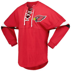 Fanatics Arizona Cardinals Women's Spirit Jersey Lace-Up V-Neck Long Sleeve T-Shirt Cardinal