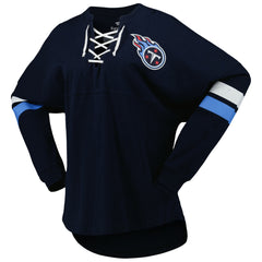 Fanatics Tennessee Titans Women's Spirit Jersey Lace-Up V-Neck Long Sleeve T-Shirt Navy