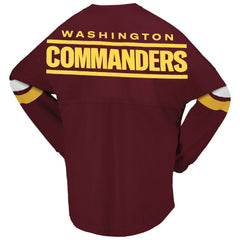 Fanatics Washington Commanders Women's Spirit Jersey Lace-Up V-Neck Long Sleeve T-Shirt Burgundy