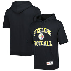 Mitchell & Ness Pittsburgh Steelers Washed Short Sleeve Pullover Hoodie Black