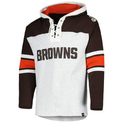 47 brand Cleveland Browns '47 Gridiron Lace-Up Pullover Hoodie Heather Gray