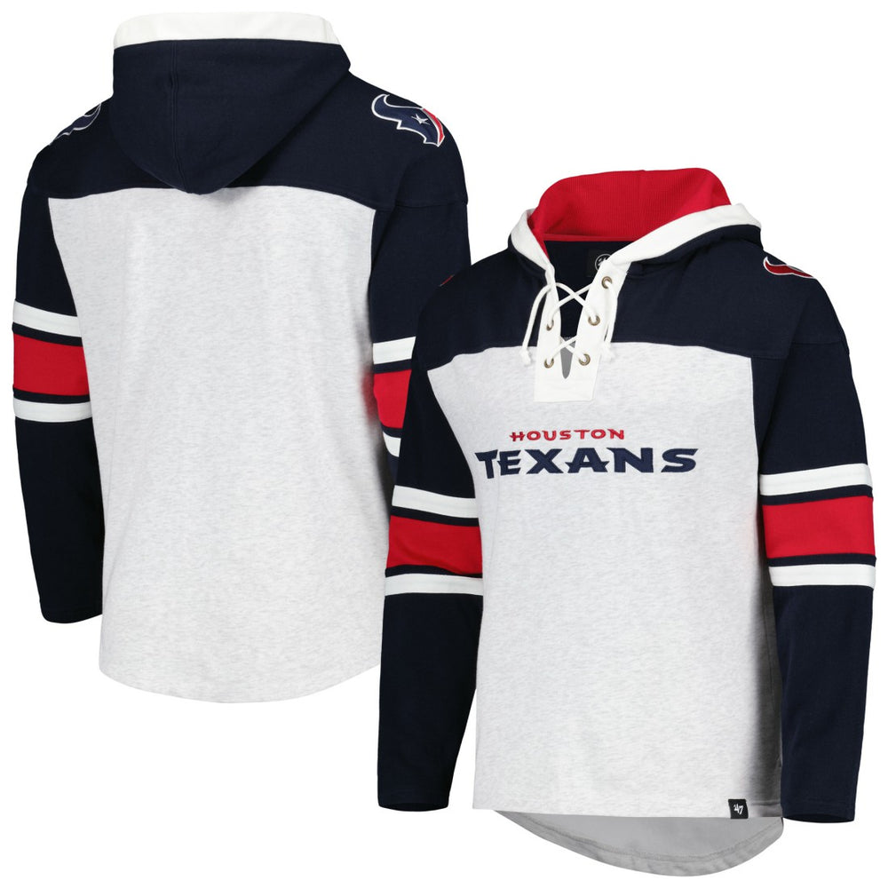47 brand Houston Texans '47 Gridiron Lace-Up Pullover Hoodie Heather Gray