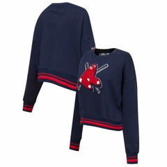 Boston Red Sox Pro Standard Women's Mash Up Pullover Sweatshirt - Navy - MLB on Sale