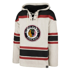 Chicago Blackhawks '47 Rockaway Lace-Up Pullover Hoodie - Oatmeal - NHL 4993240