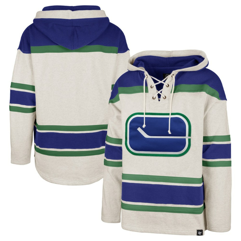 Vancouver Canucks '47 Rockaway Lace-Up Pullover Hoodie - Oatmeal - NHL 4993250