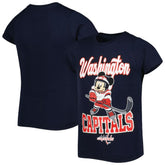 Washington Capitals Girls Youth Mickey Mouse Go Team Go T-Shirt - Navy - NHL 4994879