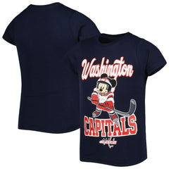 Washington Capitals Girls Youth Mickey Mouse Go Team Go T-Shirt - Navy - NHL 4994879