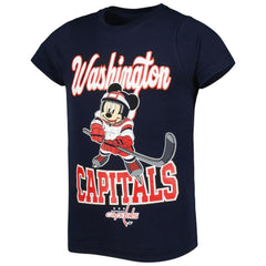 Washington Capitals Girls Youth Mickey Mouse Go Team Go T-Shirt - Navy - NHL 4994879