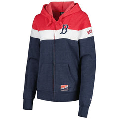 Boston Red Sox New Era Women's Colorblock Full-Zip Hoodie Jacket - Heather Navy - New Era Lifestyle