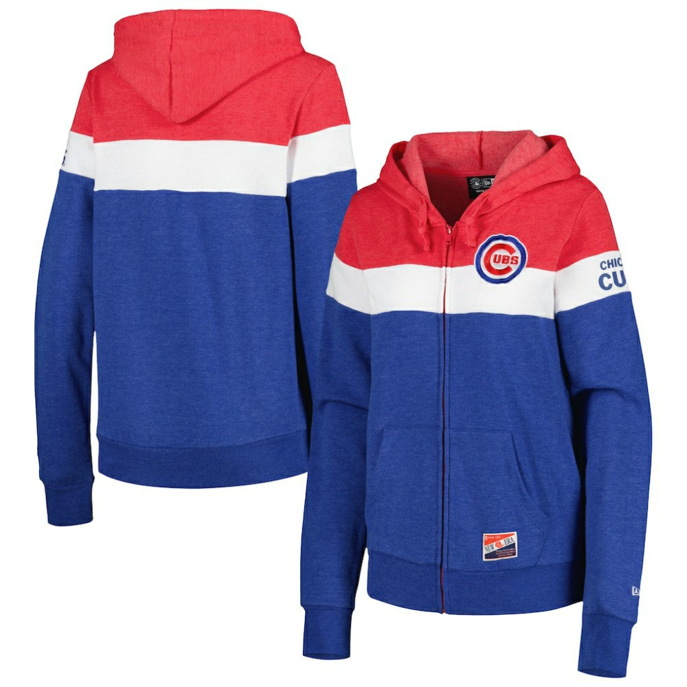 Chicago Cubs New Era Women's Colorblock Full-Zip Hoodie Jacket - Heather Royal - New Era Sale