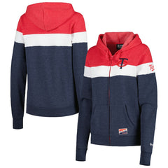 Minnesota Twins New Era Women's Colorblock Full-Zip Hoodie Jacket - Heather Navy - New Era Sale