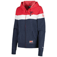Minnesota Twins New Era Women's Colorblock Full-Zip Hoodie Jacket - Heather Navy - New Era Sale
