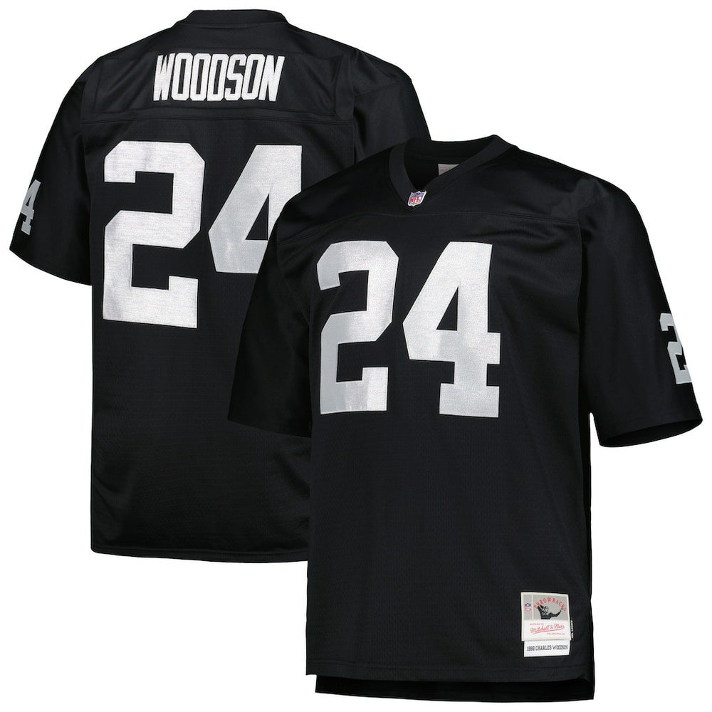Mitchell & Ness Charles Woodson Las Vegas Raiders Big & Tall 1998 Retired Player Replica Jersey Black