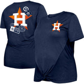 Houston Astros New Era Women's Plus Size Two-Hit Front Knot T-Shirt - Navy - New Era Lifestyle