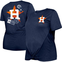 Houston Astros New Era Women's Plus Size Two-Hit Front Knot T-Shirt - Navy - New Era Lifestyle