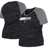 Chicago White Sox New Era Women's Plus Size Space Dye Raglan V-Neck T-Shirt - Black - New Era Lifestyle