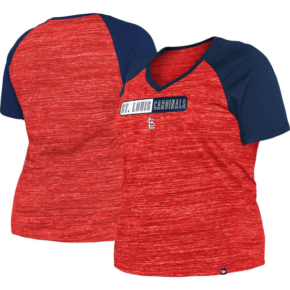 St. Louis Cardinals New Era Women's Plus Size Space Dye Raglan V-Neck T-Shirt - Red - New Era on Sale