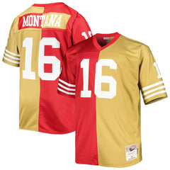 Mitchell & Ness Joe Montana San Francisco 49ers Big & Tall Split Legacy Retired Player Replica Jersey Scarlet/Gold