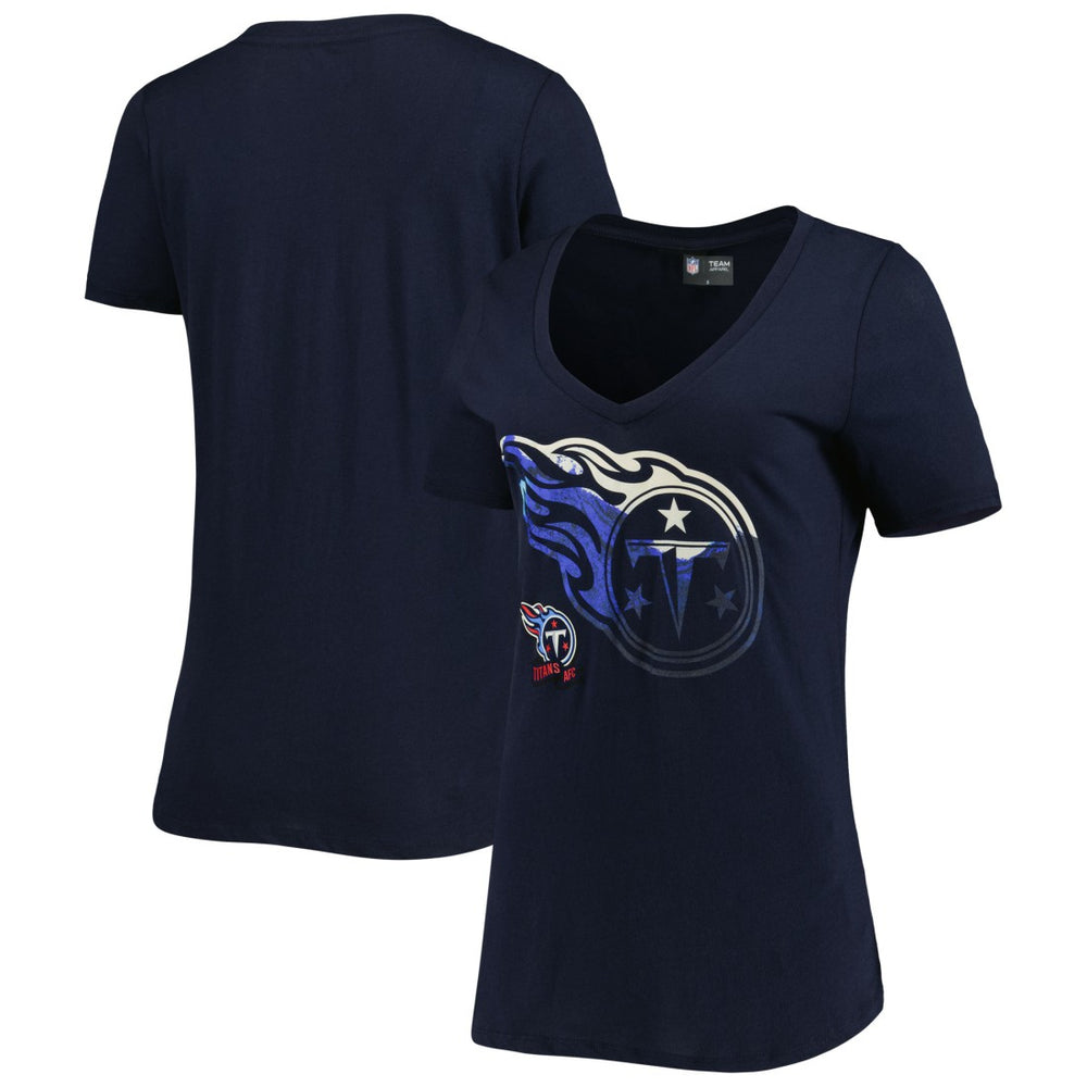 Tennessee Titans New Era Women's Ink Dye Sideline V-Neck T-Shirt Navy