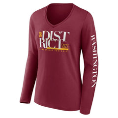 Fanatics Washington Commanders Women's Hometown Sweep Long Sleeve V-Neck T-Shirt Burgundy