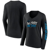 Fanatics Carolina Panthers Women's Hometown Sweep Long Sleeve V-Neck T-Shirt Black