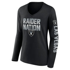 Fanatics Las Vegas Raiders Women's Hometown Sweep Long Sleeve V-Neck T-Shirt Black