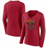 Fanatics Tampa Bay Buccaneers Women's Hometown Sweep Long Sleeve V-Neck T-Shirt Red